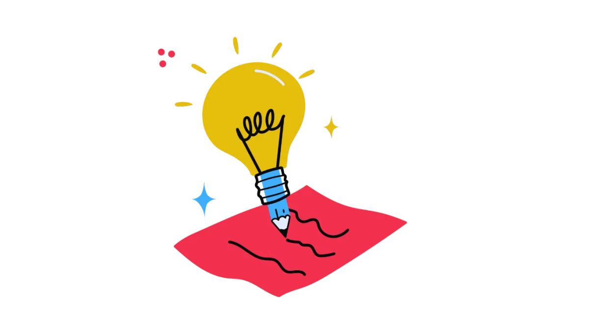 Creative headline icon with light bulb and paper representing AI-powered content ideas for better SEO.