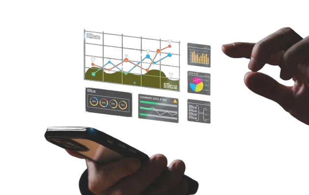 Smart AI business dashboard showing performance analytics, new users, and live notifications — Flexity platform interface.