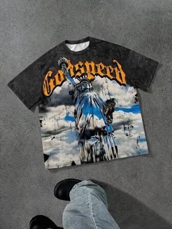 woman wearing black and white crew-neck shirt and gray shorts on gray concrete ground