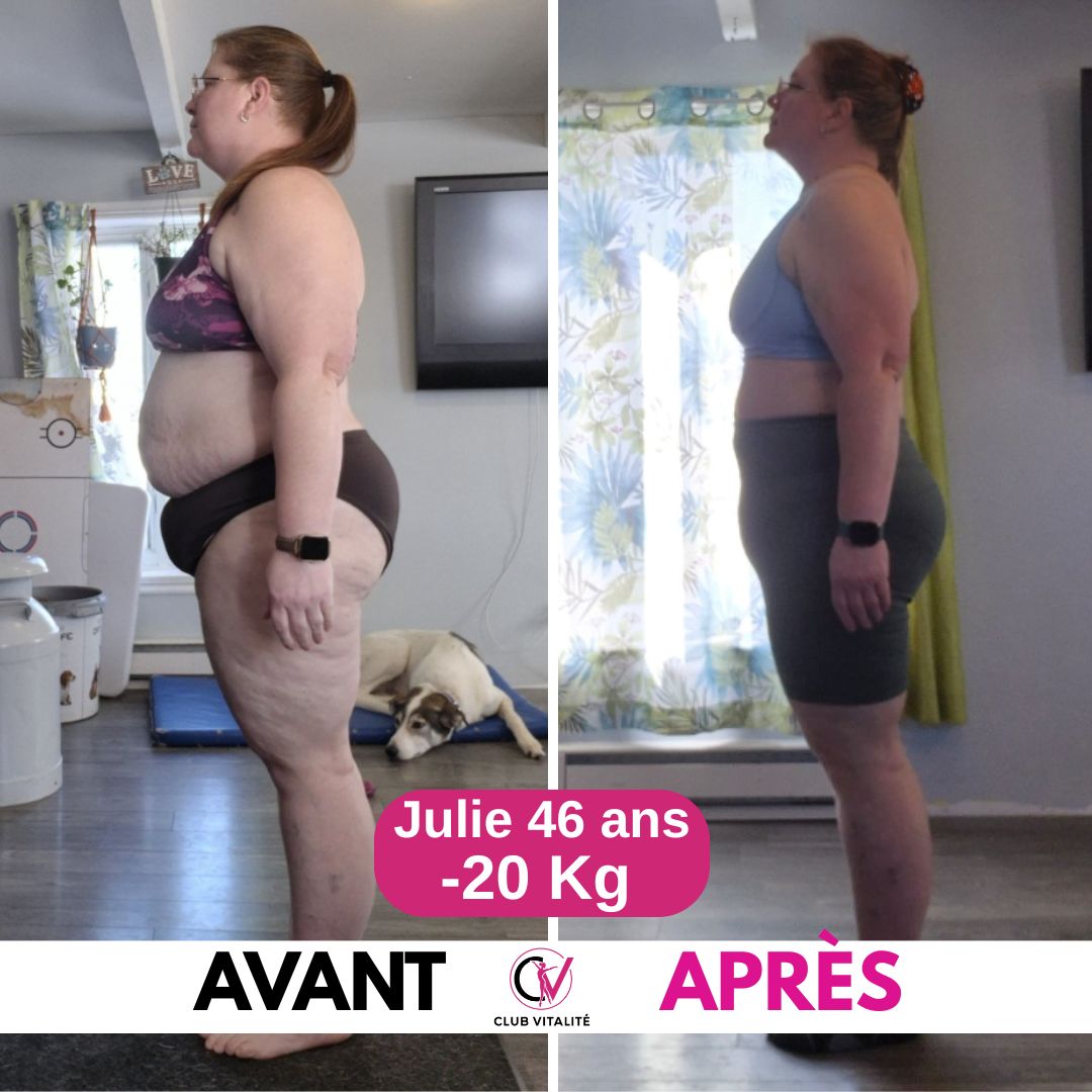 Transformation Julie, 46 ans, -20 kg — méthode Club Vitalité