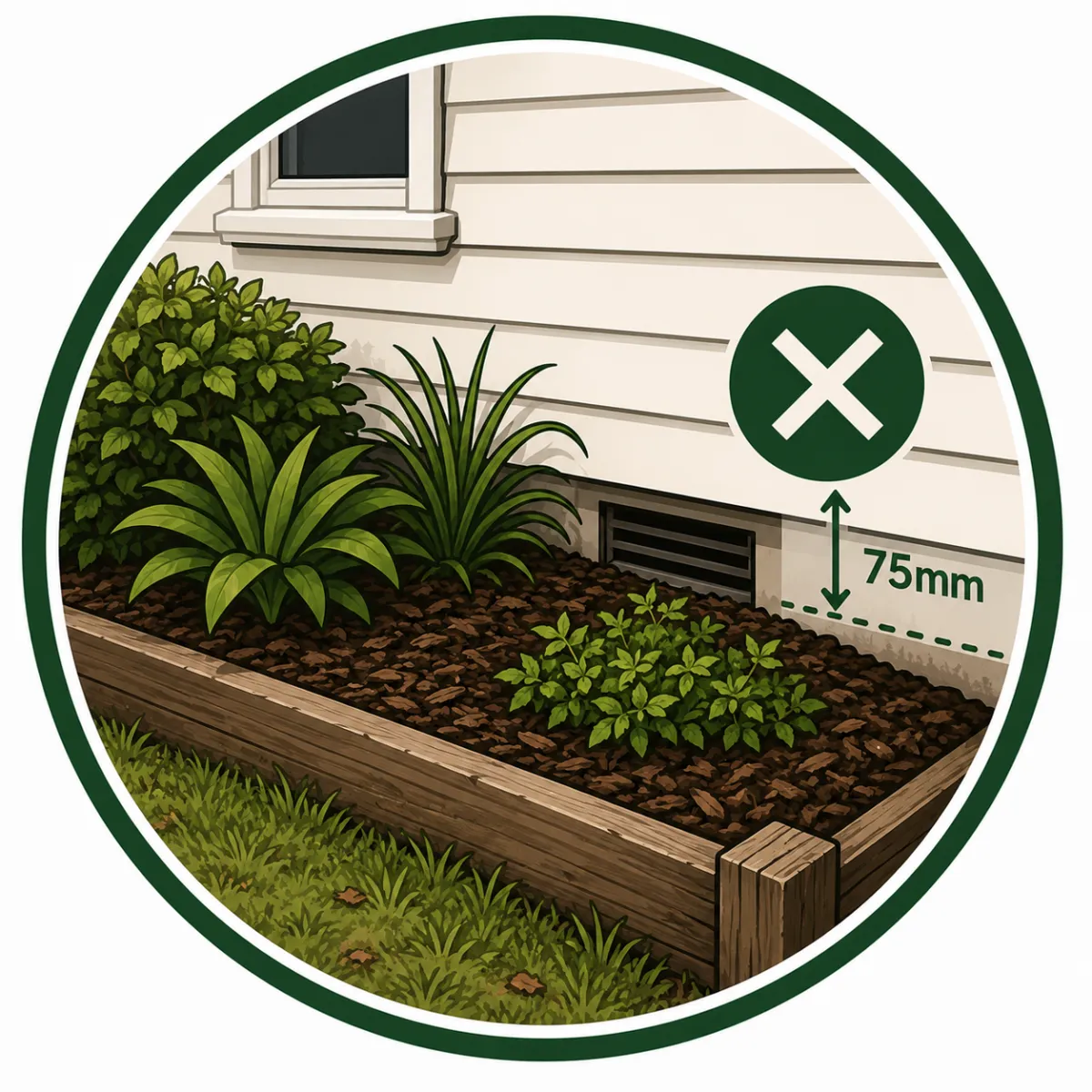 Garden beds, mulch and soil built up against external walls can conceal termite activity and reduce important inspection zones around your home.