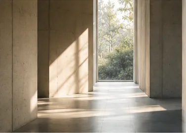 Concrete hallway with natural light