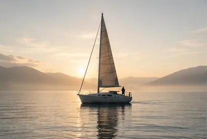 Sailboat on water at sunset