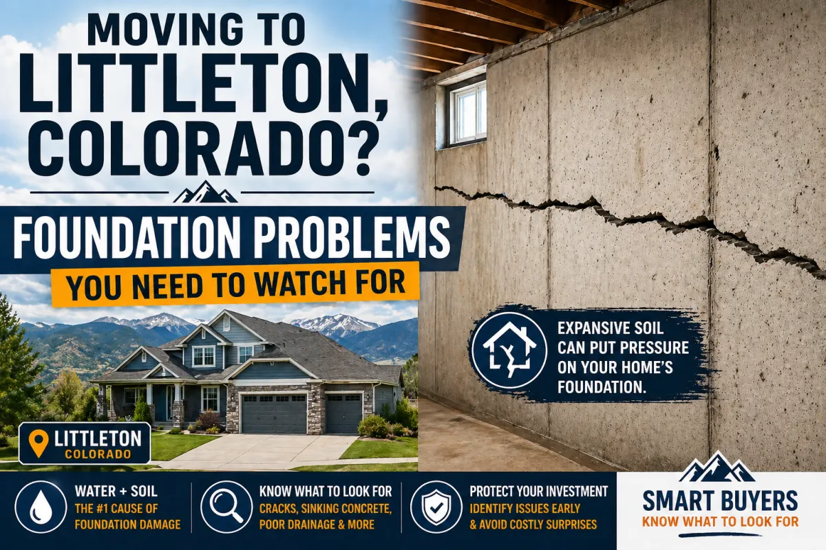 Horizontal foundation crack in Littleton Colorado basement wall caused by expansive soil pressure
