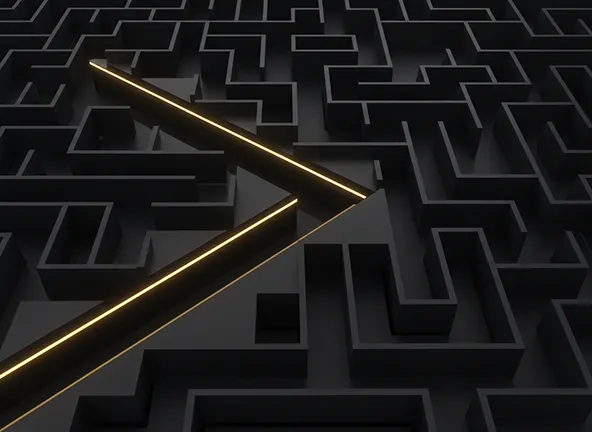 a golden lined path cutting through a mae