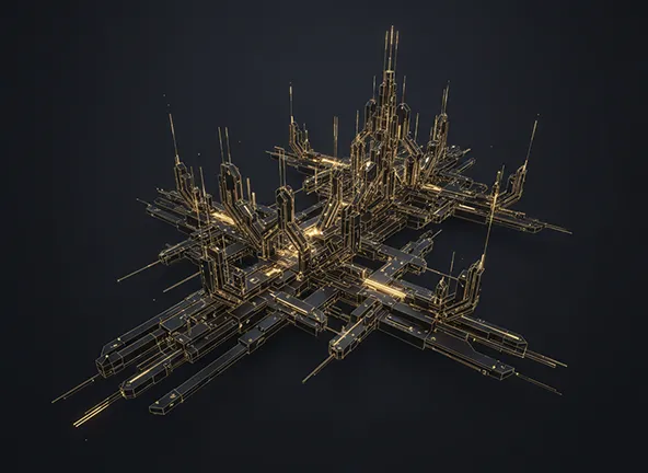 A building made up of gold data poitns