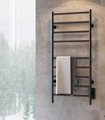 Luxury heated towel bar in modern Durham Region bathroom renovation