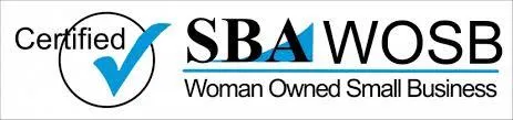 Certified SBA WOSB (Woman-Owned Small Business) logo from the U.S. Small Business Administration.