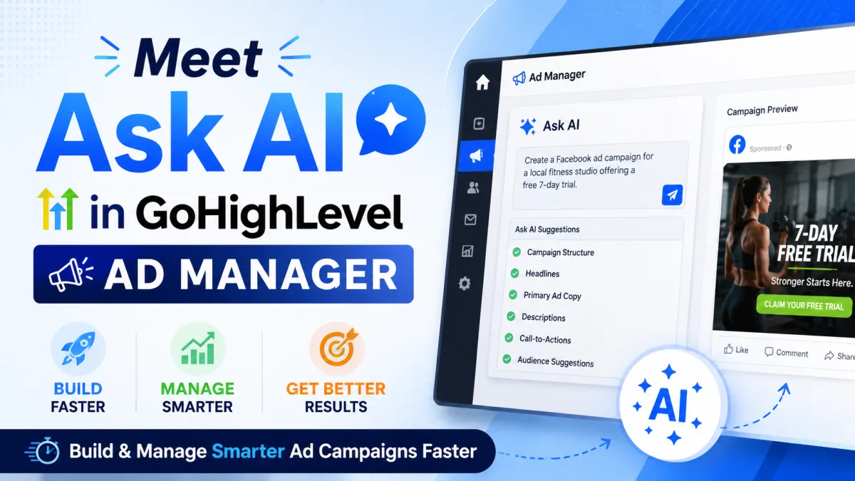 Meet Ask AI in GoHighLevel Ad Manager: Build & Manage Smarter Ad Campaigns Faster