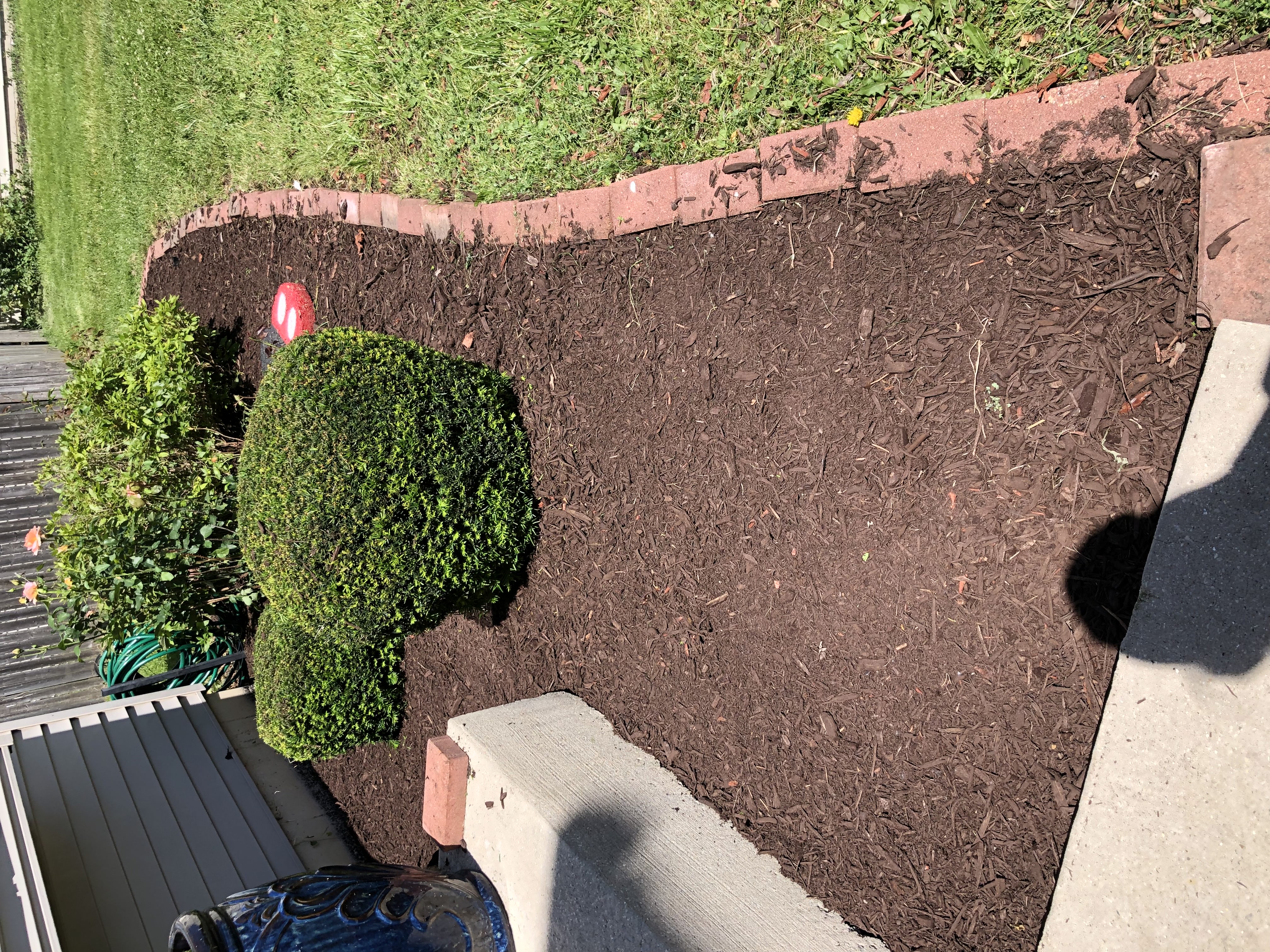 Mulch added to back of home