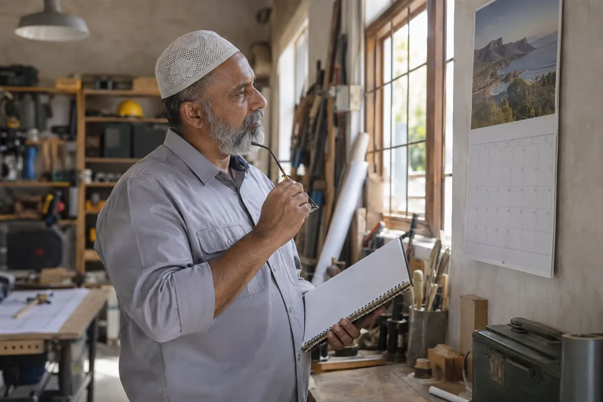 Illustrative professional considering retirement timing