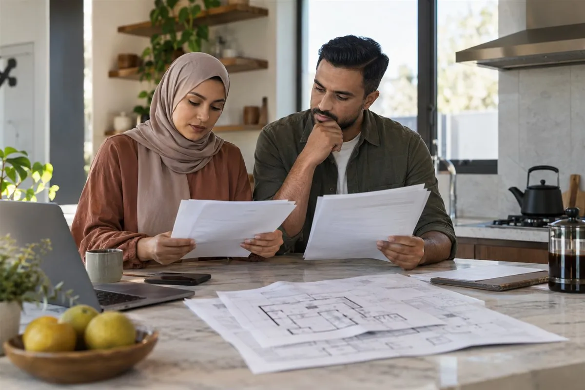 Illustrative home-finance documents and household cost comparison