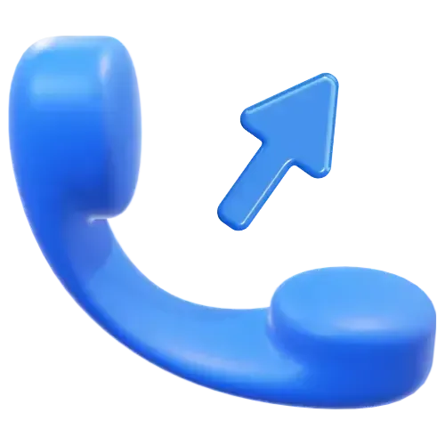 Blue phone receiver icon with an upward arrow, symbolizing call forwarding or making a call.