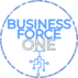 Logo for Business Force One featuring a circular design with technology-inspired lines and the company name in blue and gray.