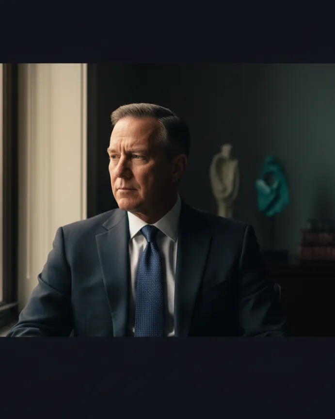 A composed but frustrated executive, representing the limits of traditional coaching routes.