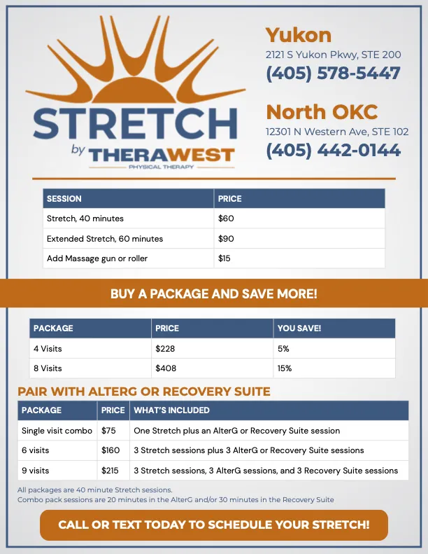 Pricing for Stretch Services at TheraWest