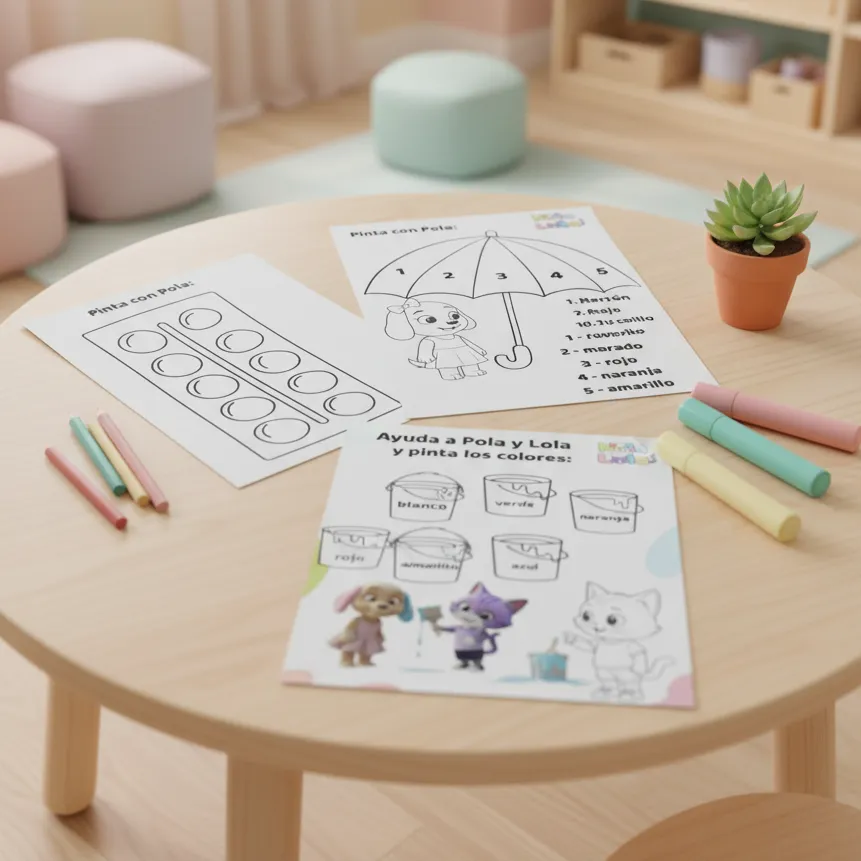 Niña coloreando actividades en español