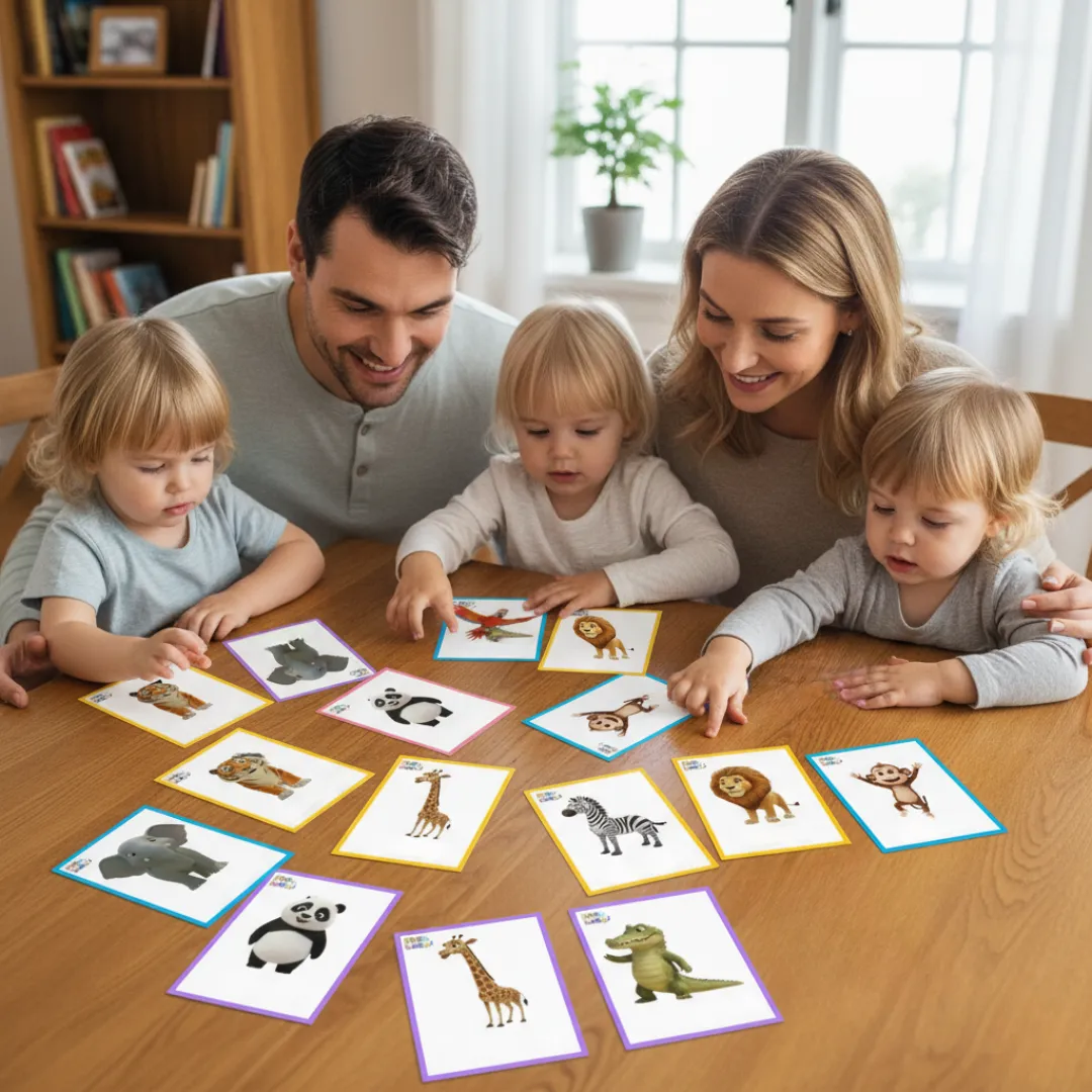 Teacher working with a child using ready-made Spanish materials in a calm, organized classroom.