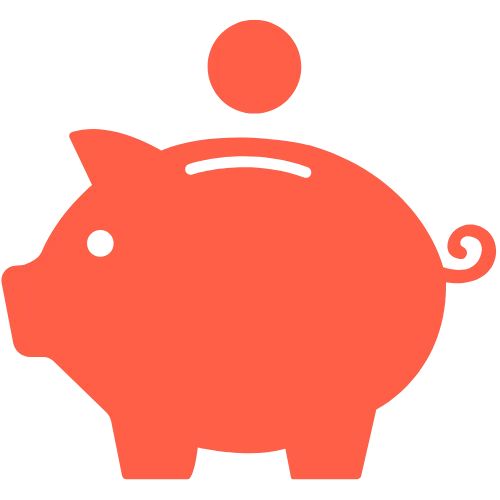 Graphic of a piggy bank with  coin being dropped into the slot on top