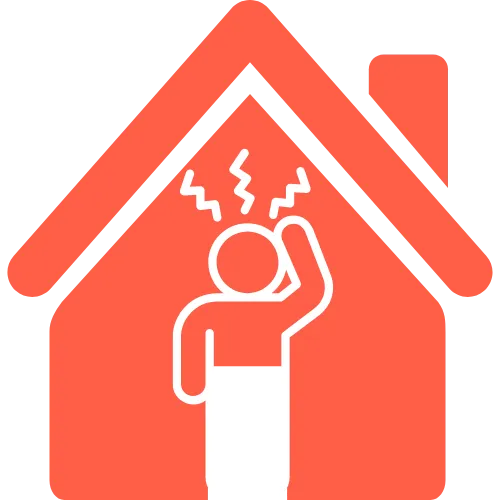 Graphic of a house with a a person experiencing a headache