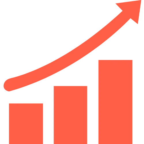 Graphic of a bar chart increasing in value and an arrow indicating the upward trend in value