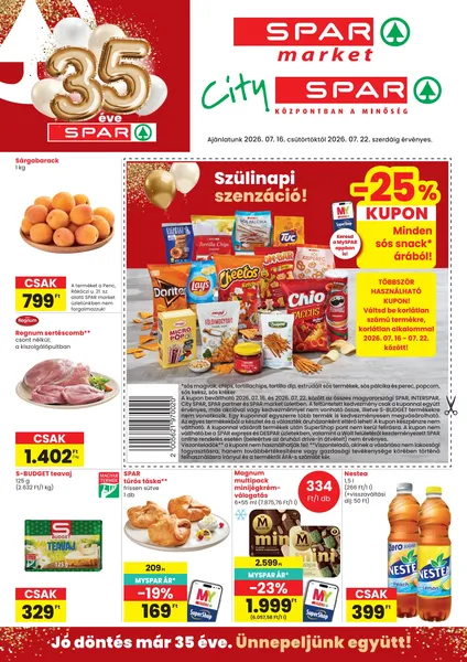 SPAR akciók Nyáregyháza – 2026. július 16–22.