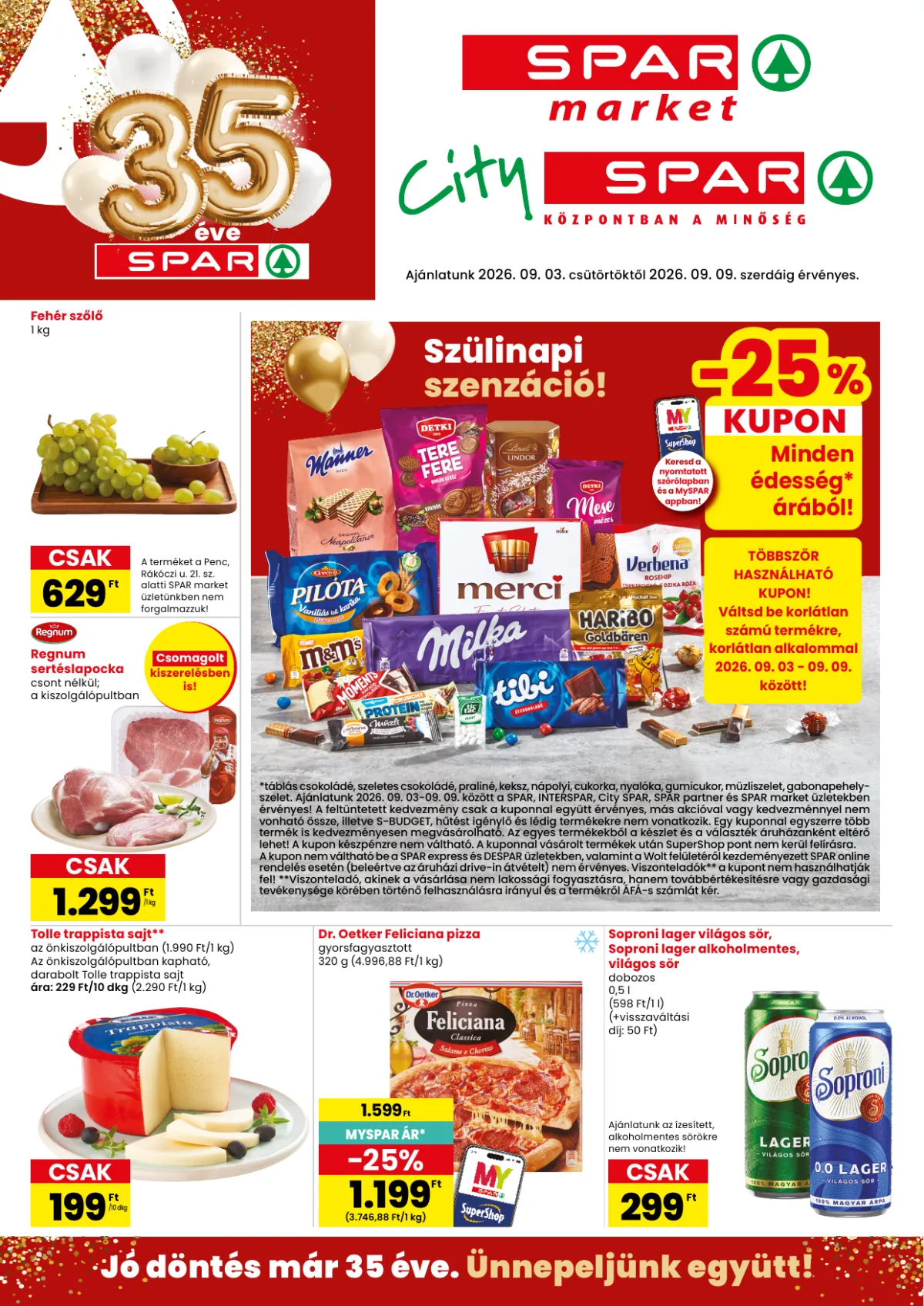 SPAR akciók Nyáregyházán 2026. szeptember 3. és szeptember 9. között