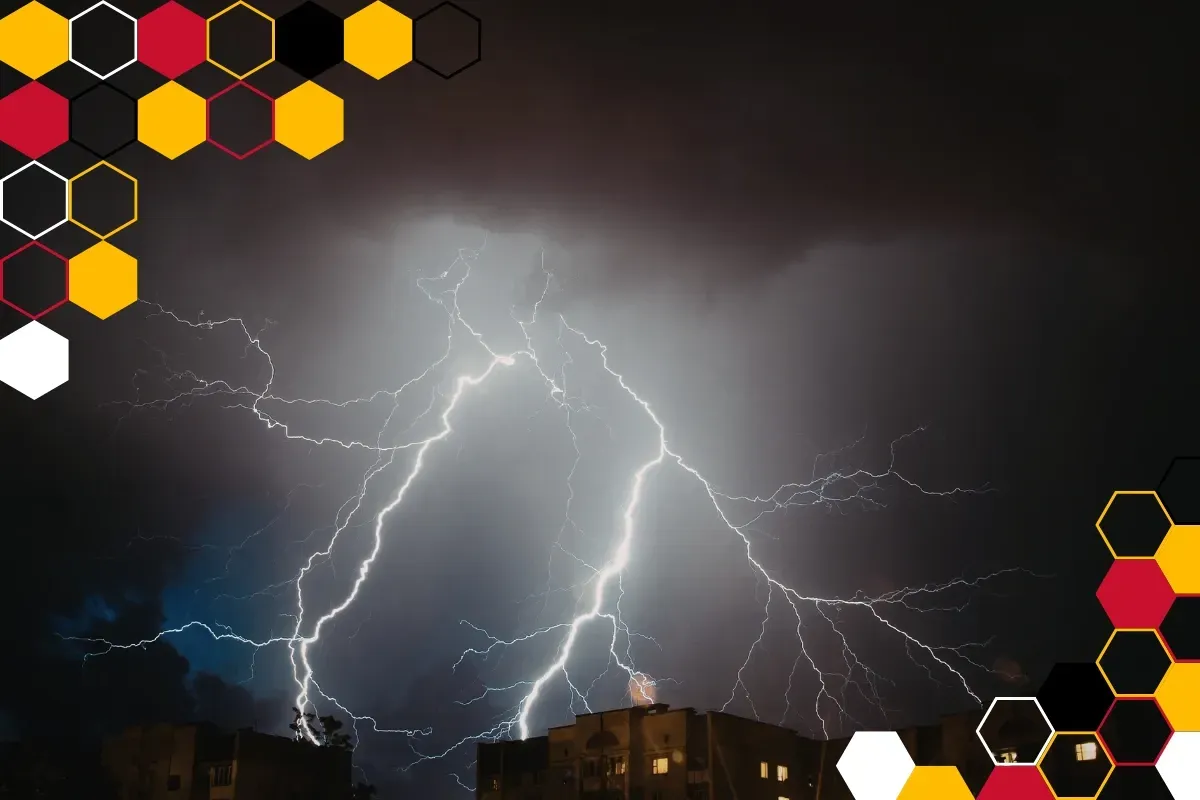 Lightning striking Manchester