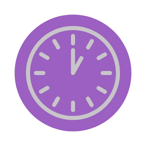 Clock icon in purple circle
