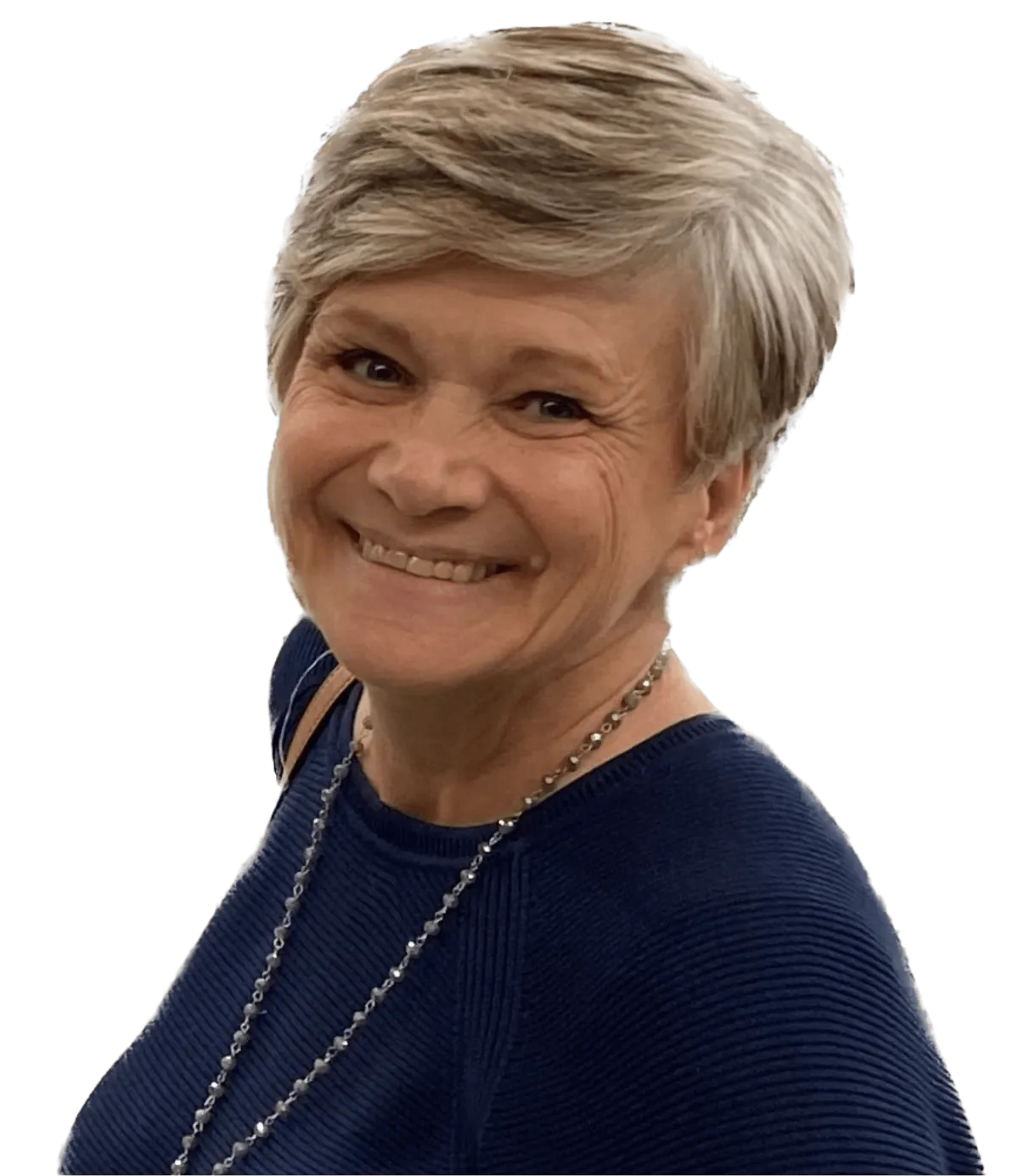 Vickie Turley smiling in navy top