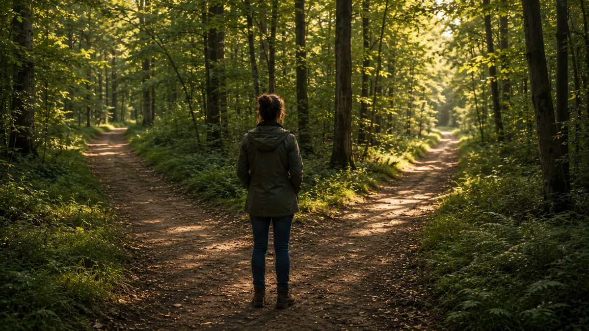 Picture of a person considering two paths to self-awareness
