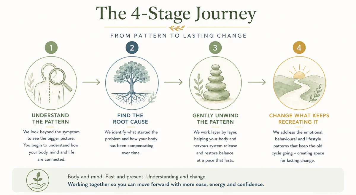 Diagram of the 4-stage journey to lasting change