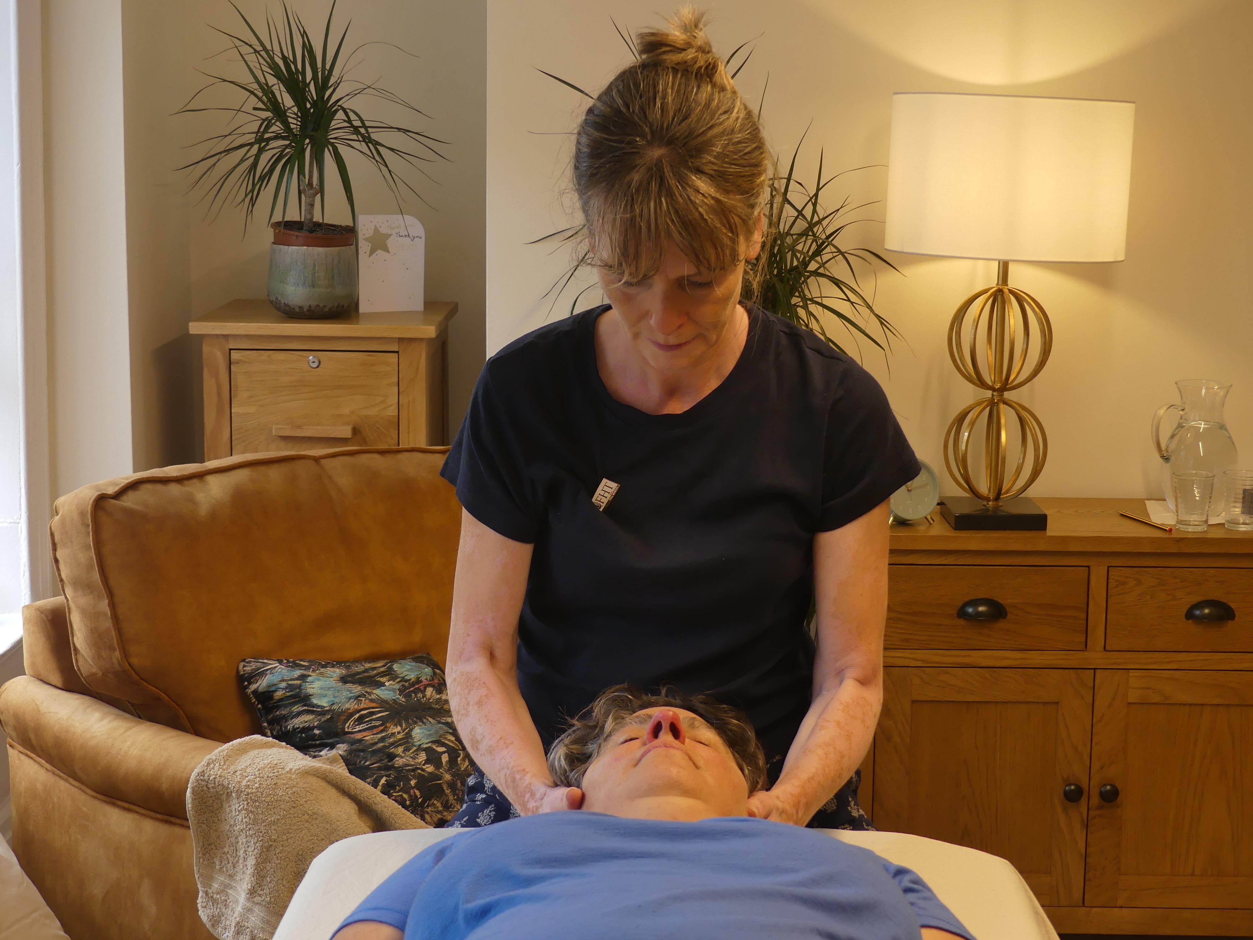 Photo of Hilary Dancing Body-Mind Therapist with a client at the Oldgate Therapy Centre, Morpeth