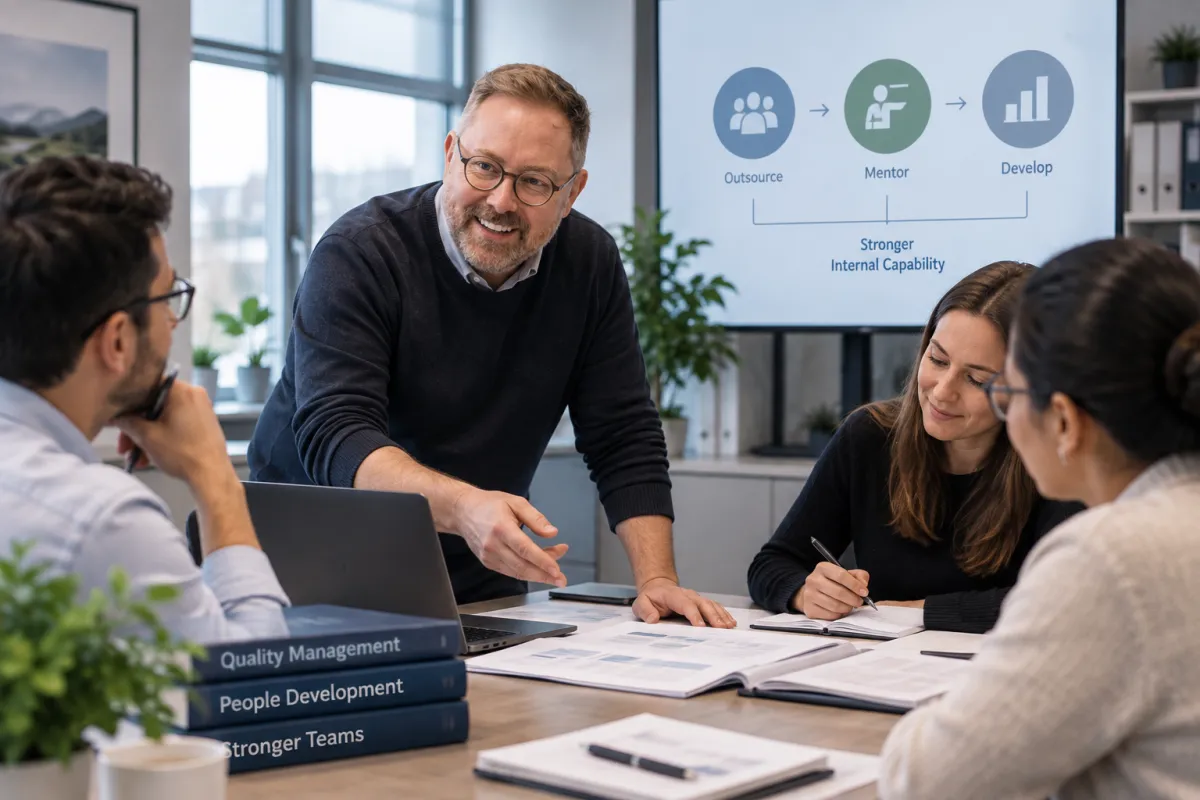 Building Internal Quality Capability: When to Outsource, When to Mentor, and When to Develop Your Own People