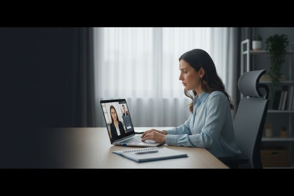 Professional completing a remote online notarization from home