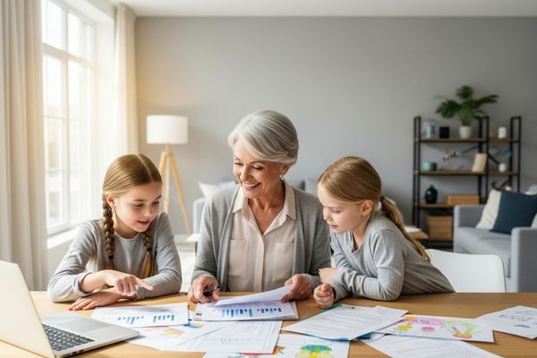 grandmother with her two granddaughters