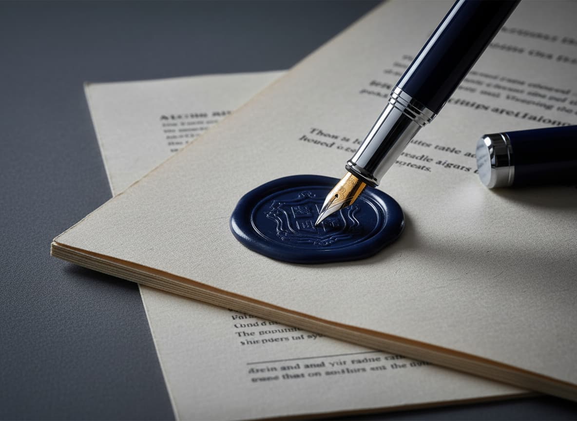 Professional Notary stamping and sealing a legal document
