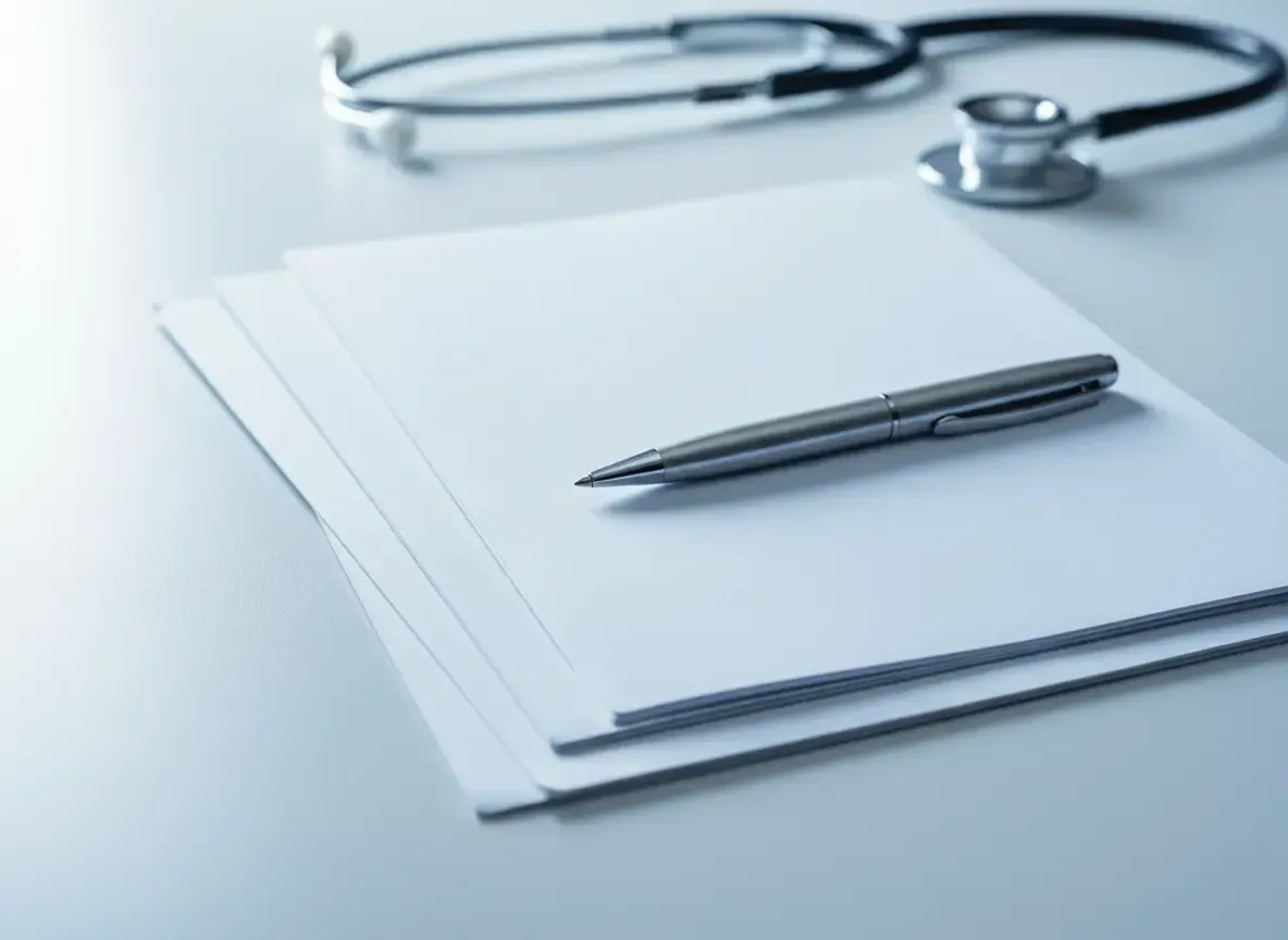 Medical directive documents with a pen resting on top