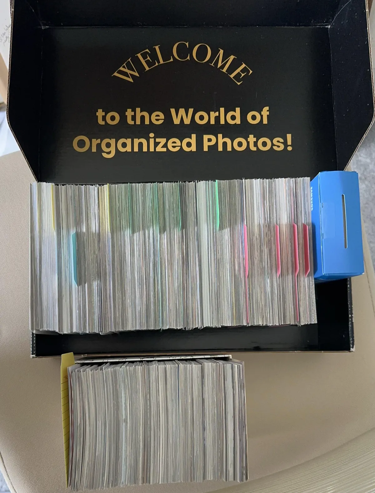 Magic Lantern Memories specialist carefully preserving a vintage portrait during the print photo organizing and archival process.