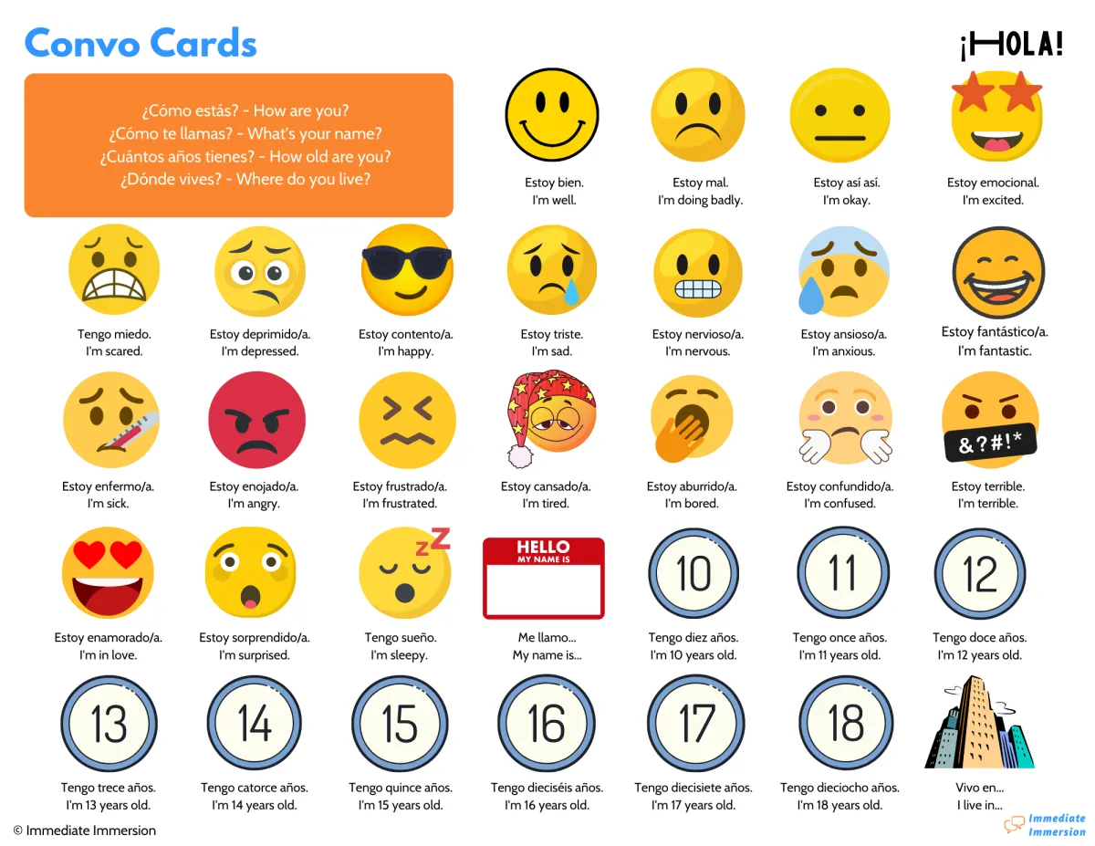 Spanish Convo Cards