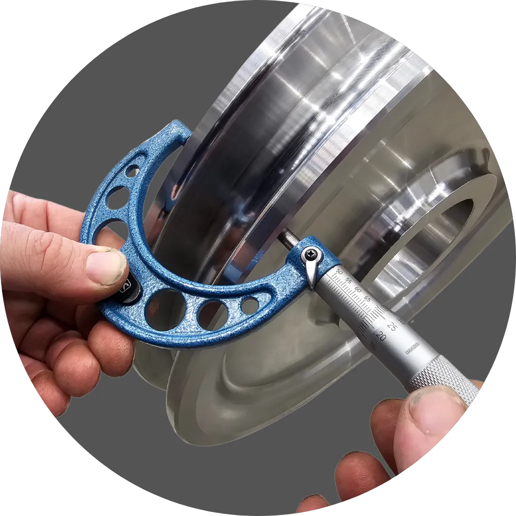 component receives visual and dimensional inspection with micrometer