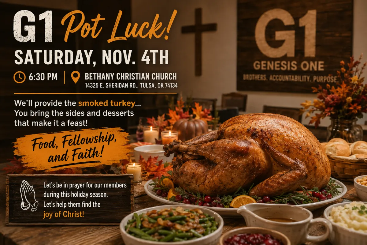 Genesis One Network G1 Pot Luck Thanksgiving gathering at Bethany Christian Church Tulsa Oklahoma