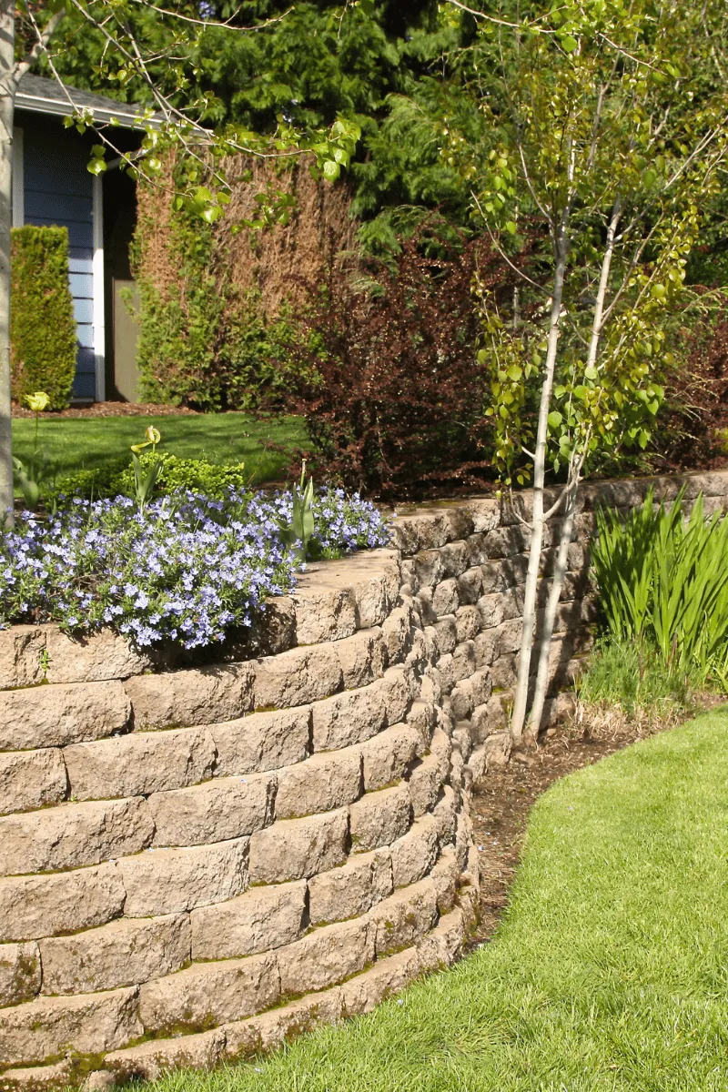 Example of Stone Retaining wall in GA done by Catalan Landscaping for specific service page