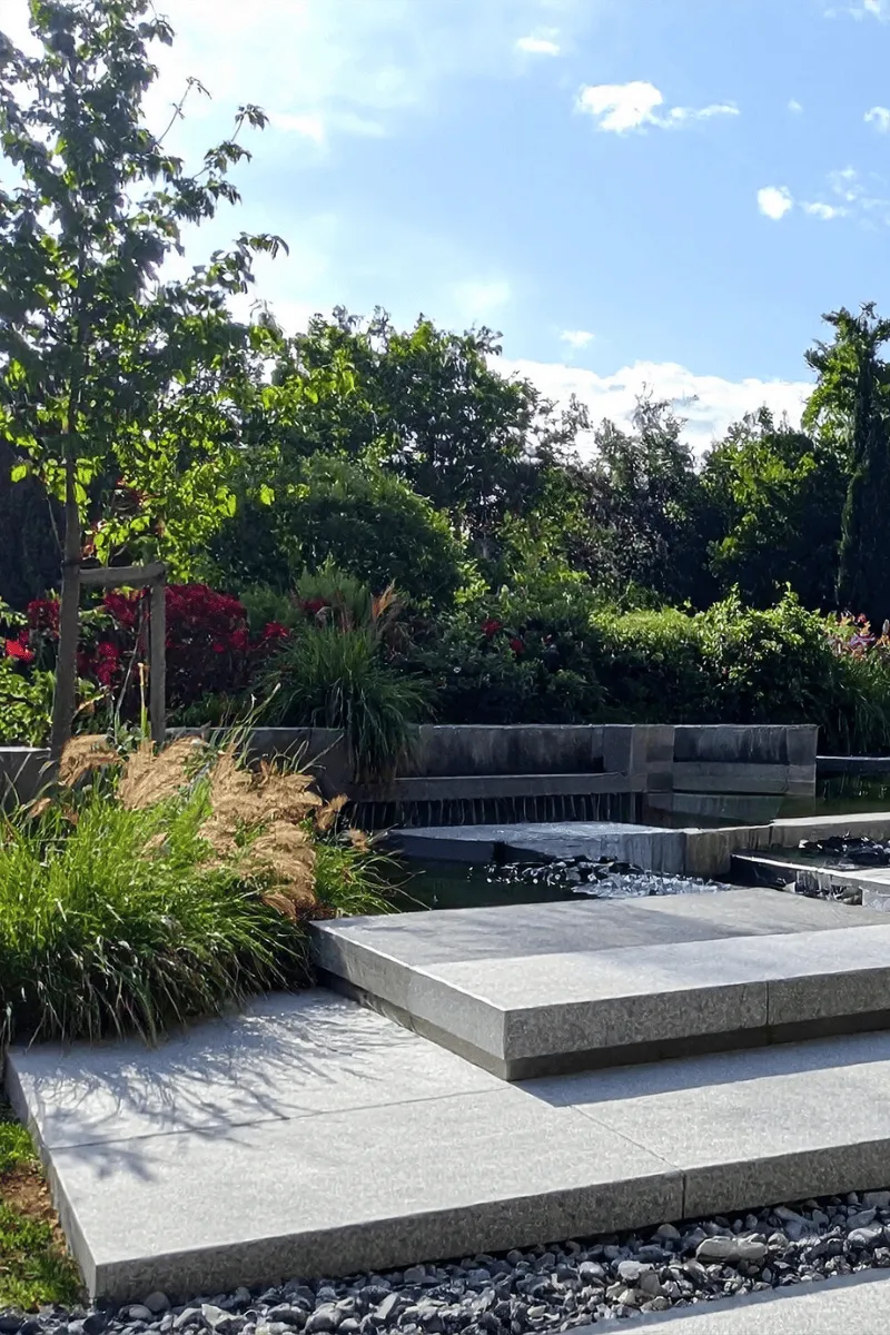 Example of stone water feature in GA done by Catalan Landscaping for specific service page