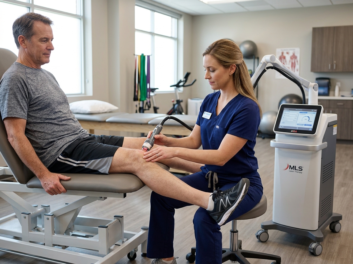 MLS laser therapy robotic device treatment session - what is mls laser therapy