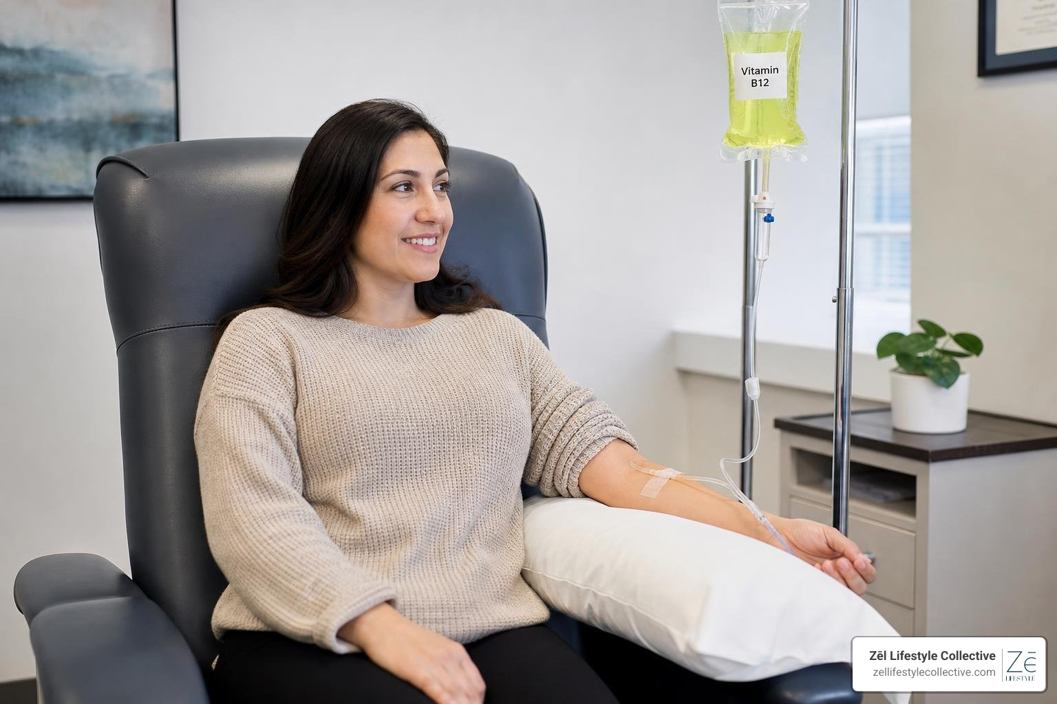 b12 vitamin drip IV infusion patient receiving therapy