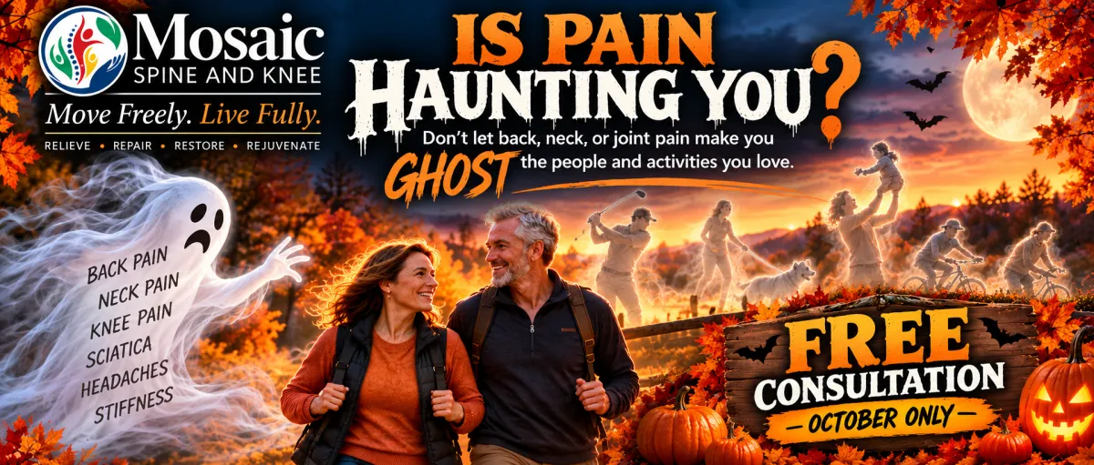 Mosaic Spine and Knee fee October consultation for back, neck, and joint pain