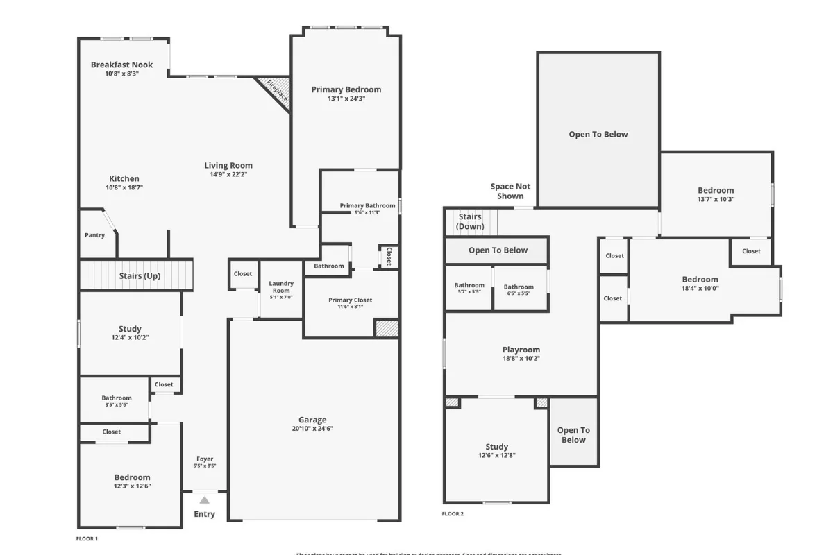 a floorplan with measurements for each room