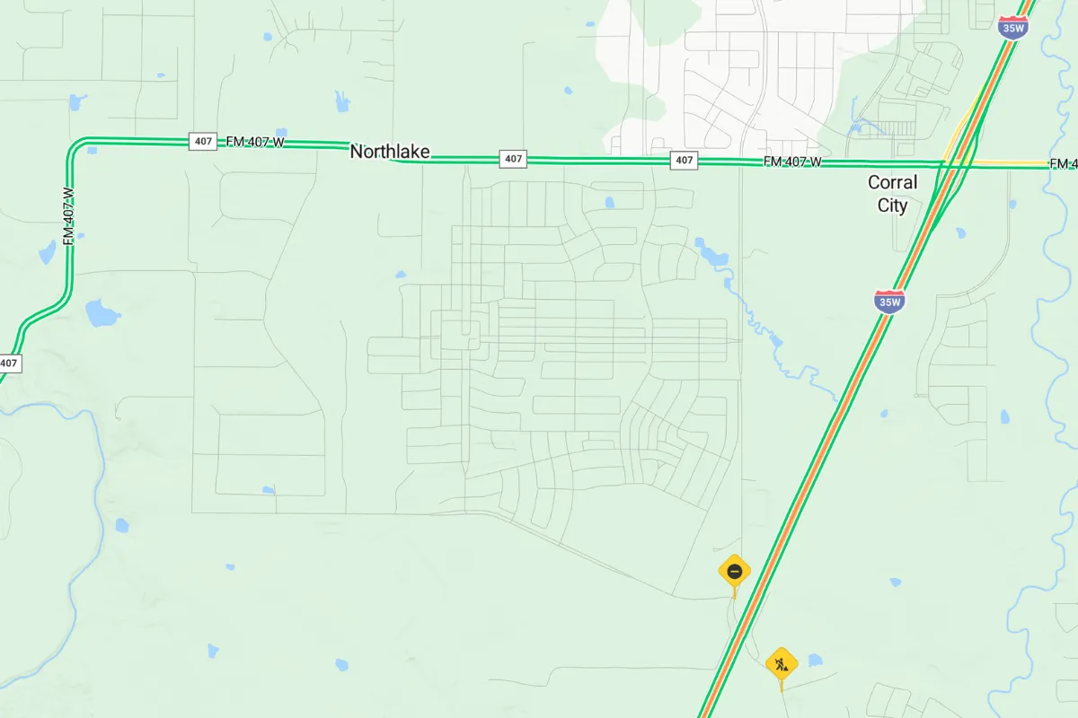 I-35W and commute routes near Northlake Texas