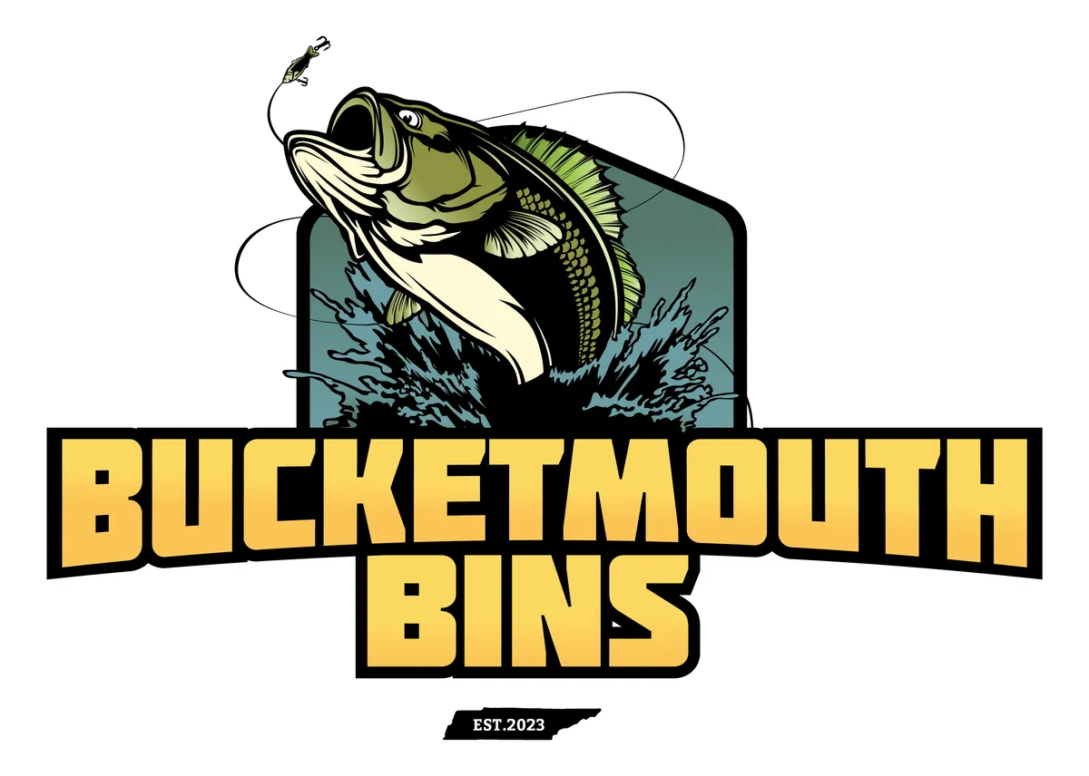 Bucketmouth Bins illustrated bass logo